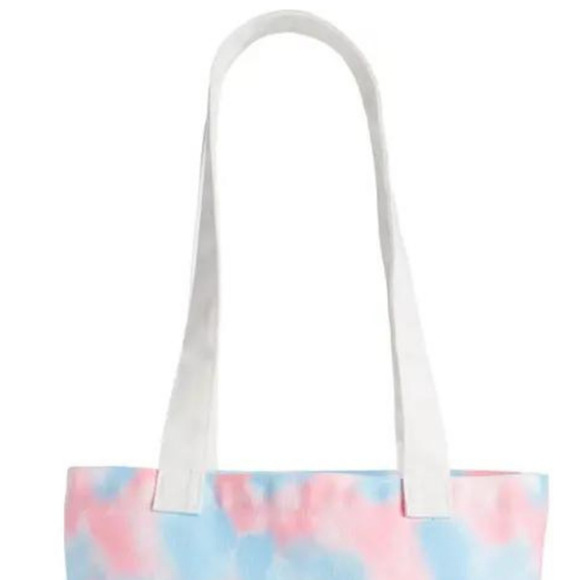 Tie Dye Tote Bag Pastel Pink Blue Tote Shoulder Straps Tote Bag Canvas LBGTQ - Picture 3 of 6